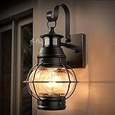 Lamomo Outdoor Wall Light, Motion Sensor Porch Lights Outdoor Wall Light Fixture,Black Dusk to Dawn Exterior Lighting for Hou