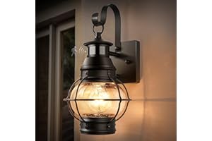 Lamomo Outdoor Wall Light, Motion Sensor Porch Lights Outdoor Wall Light Fixture,Black Dusk to Dawn Exterior Lighting for House Waterproof Anti-Rust Wall Mount Lantern for Outside,Garage(NO Bulb)