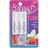 Softlips Daily Lip Moisturizer For Very Dry Lips, Multi-Flavored Lip Balms, Hydrates, Soothes &amp; Prevents Dry, Chapped Lips, Smooth Glide Formula, Dermatologist Tested, Pack of 3 Chap Sticks