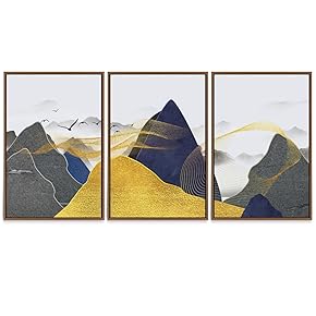 SIGNWIN 3 Piece Framed Canvas Wall Art Mountain...