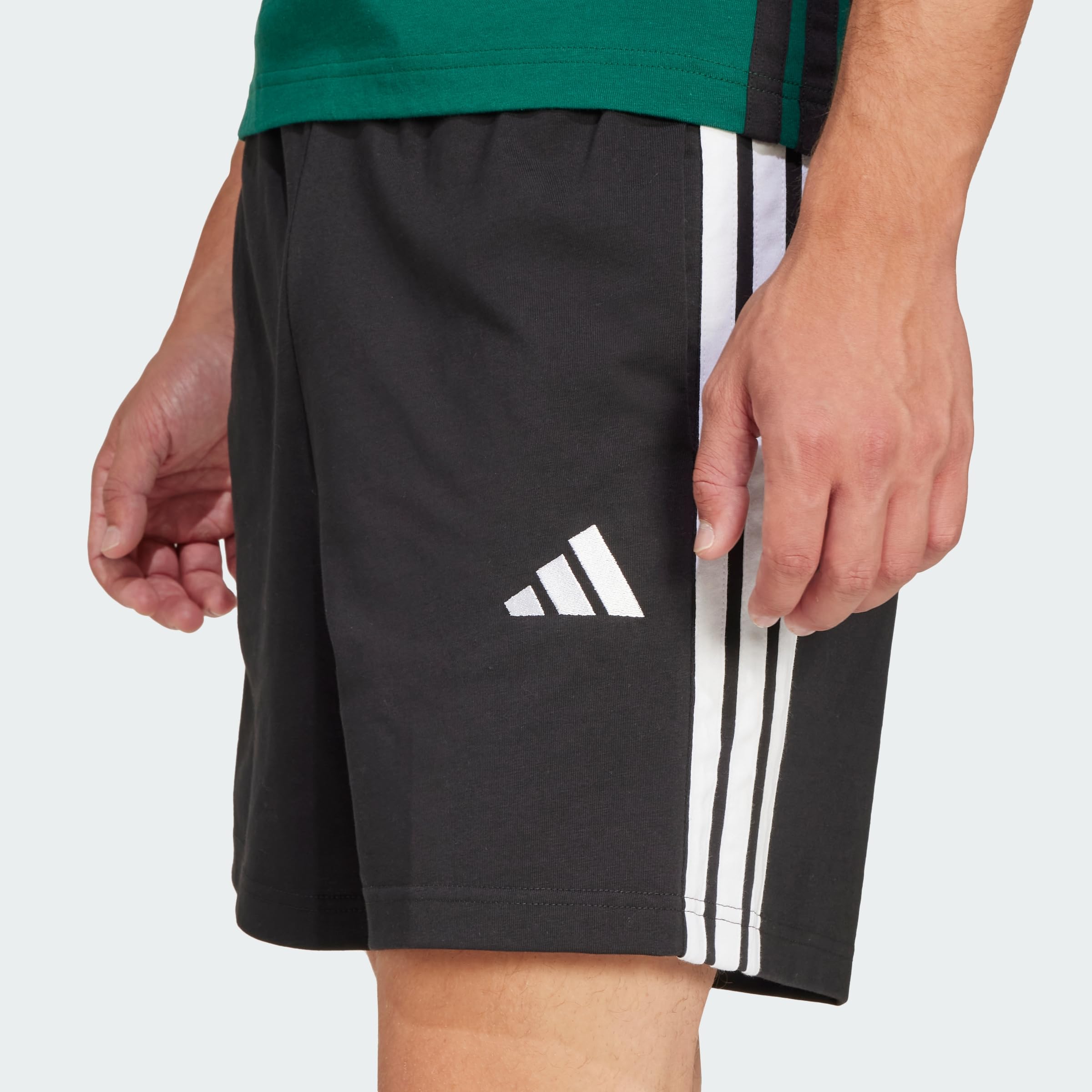 adidas Men's Essential Three Stripes Single Jersey Short 7IN, Black/White, L 2