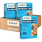 RXBAR Nut Butter and Oat Protein Bars, Protein Snacks, Snack Bars, Blueberry Cashew Butter (6 Boxes, 30 Bars)
