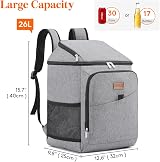 Lifewit 26L Insulated Cooler Backpack 34-Can Leakproof Picnic Gray view 3