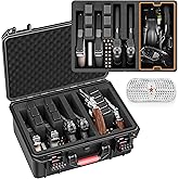 Kinghardcase Gun Cases for Handguns, 5 Pistol Case & 21 Magazine Pre-Cut Multiple Pistols Shockproof Waterproof Hard Pistol Cases with Desiccant TSA Approved Firearm Travel Case