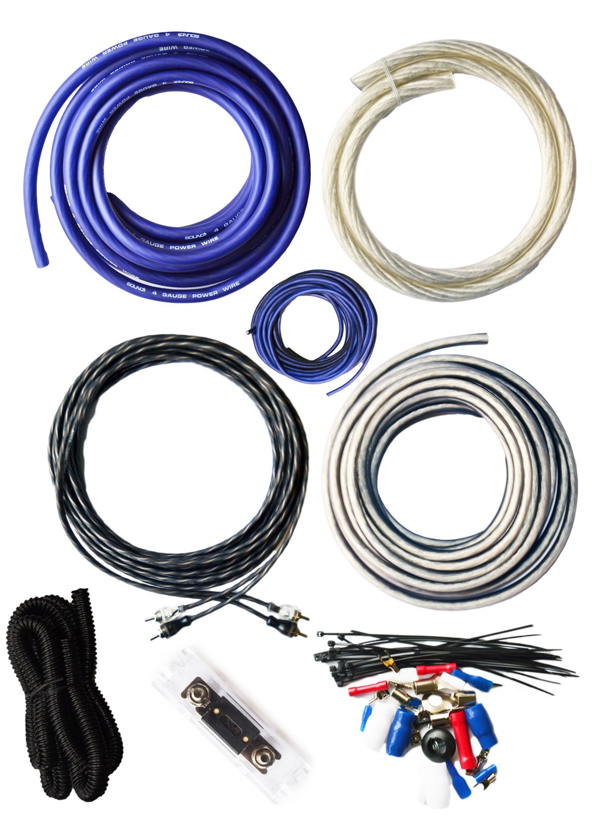 Connected 4 Gauge True AWG Amp Kit Amplifier Wiring Complete Install Kit Cables 3000 Watt Peak Power Handling, Blue