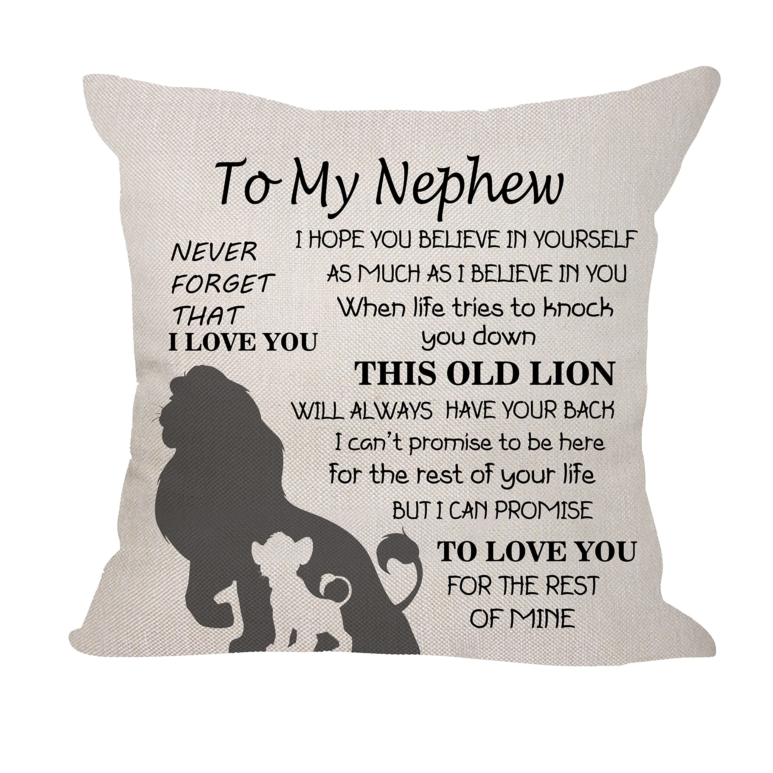 Aocaso Nephew Gifts from Auntie Uncle Nephew Cushion Cover Throw Pillow Cover Cushion Case from Aunty Uncle, Nephew Birthday Graduation, L, (107-112)