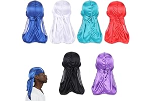 6 PCS Silky Durag, Multi-colored Silk Durag Wave Cap for Men, Fashion Do Rag Skull Cap Velvet Durag Turban Durags Bandanas Do
