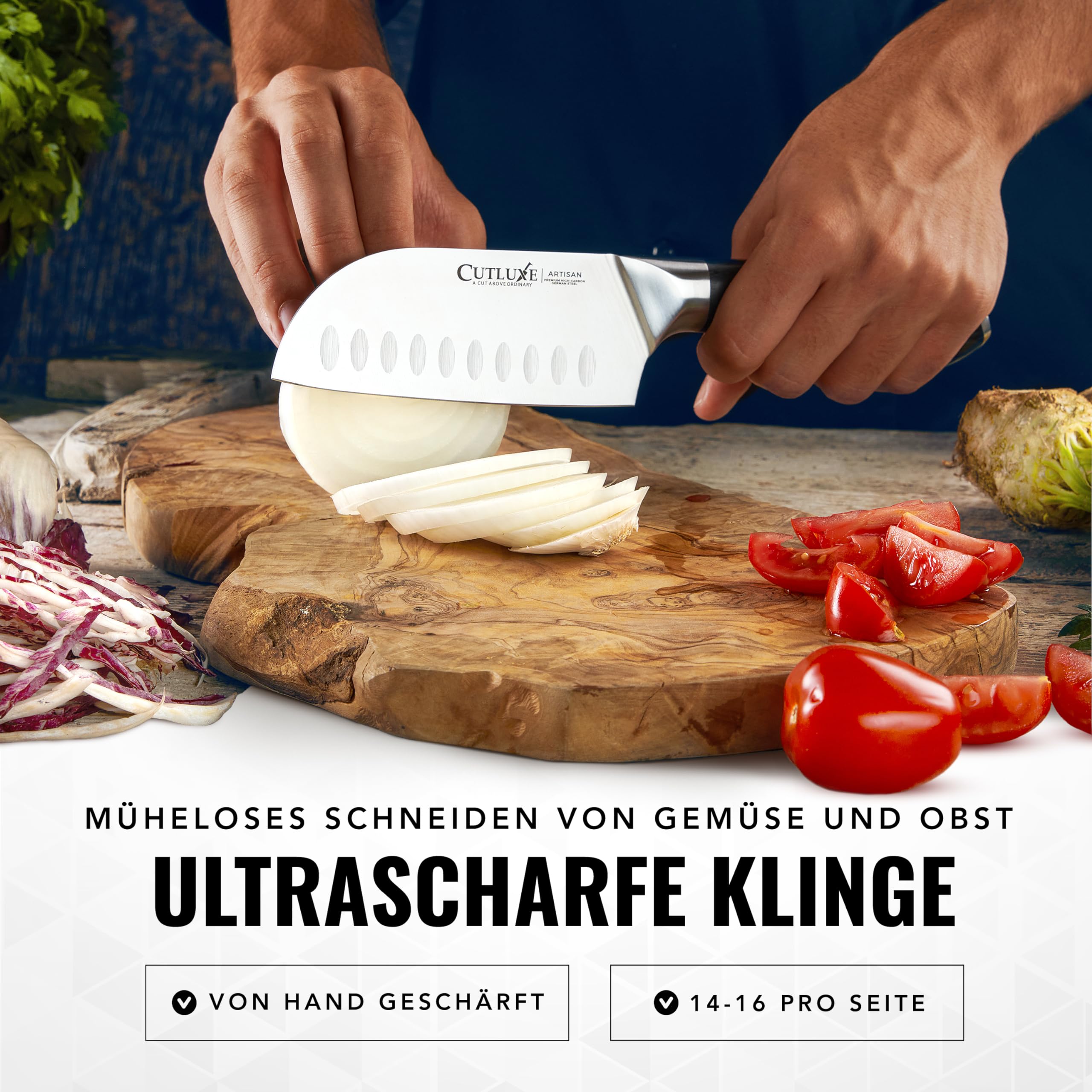 Cutluxe Santoku Messer 13cm – Fischmesser Fleischmesser Sushimesser Küchenmesser – Deutscher Schmiedestahl, Extrem Scharf, Ergonomisches Design 3
