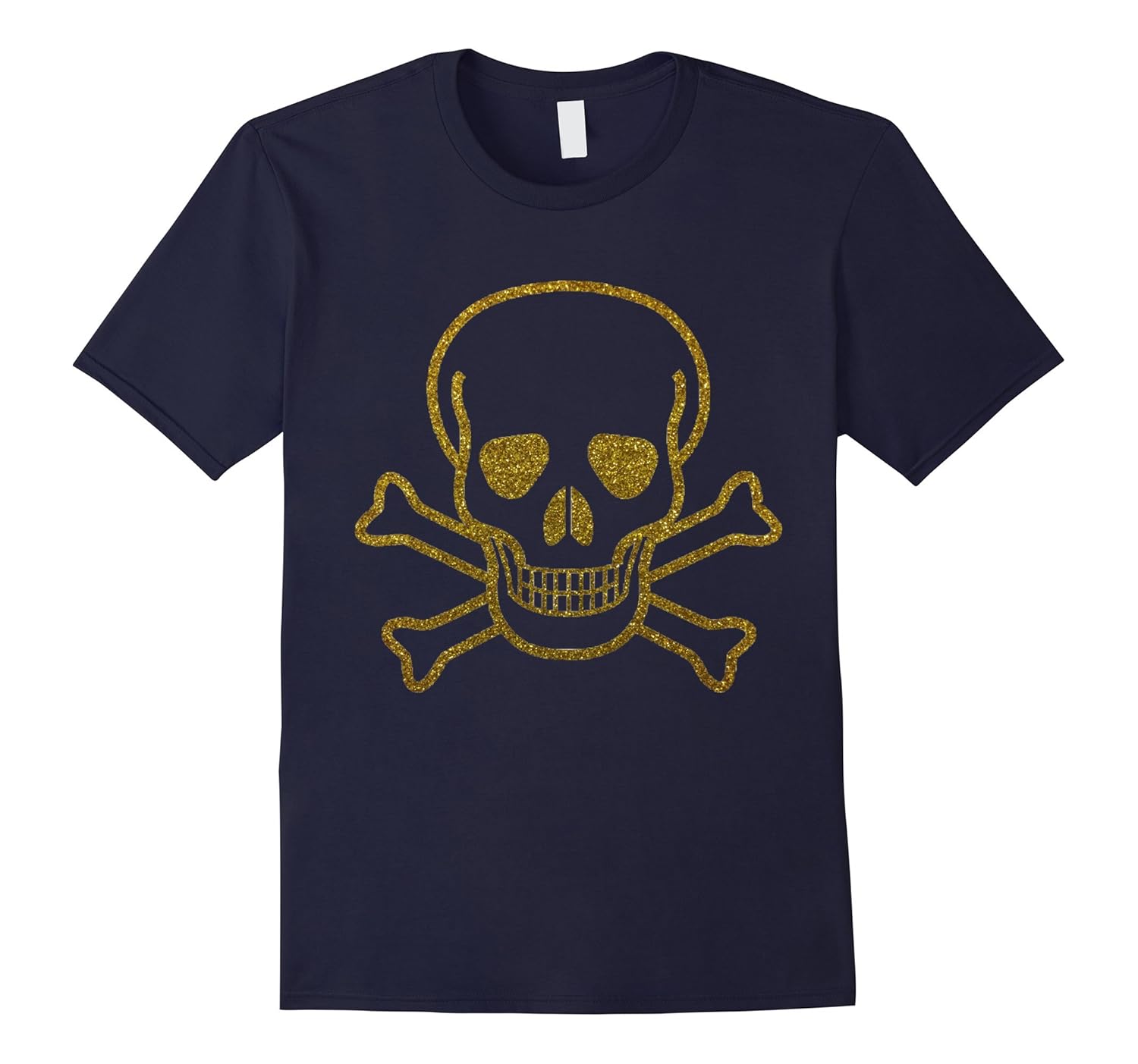 Fancy Gold Skull & Cross Bones t-shirt Fun Golden Skeleton-Rose