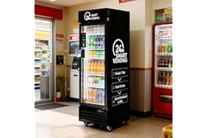 GENERIC HAHA Smart AI Vending Machine with Card Reader, Combo Snack & Drink Machine, 6-Layer 252 Cans Capacity Refrigerated AI Visual Recognition & App Management US360CT (Black, AI mini)
