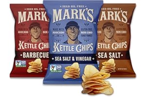 MARK'S MARK’S Kettle Cooked Avocado Oil Potato Chips, Variety Pack – Seed Oil & GMO Free | 3-Flavor Variety Pack, 5 oz (Pack of 3) | Gluten Free, Non-GMO Chips for Clean & Healthy Snacking