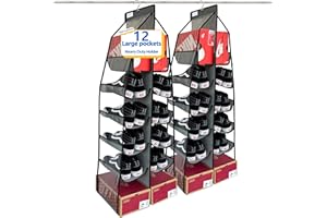 Zebricolo 2-Pack Extra Large 24 Pocket Hanging Shoe Rack - Gray/Black