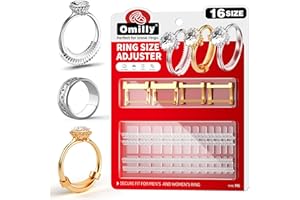 Ring Size Adjuster for Loose Rings - Omilly 60-Pack Kit with 16 Sizes, 3 Styles (Metal/Guards/Spacers), Invisible Ring Guards and Spacers Fits Ring Widths 1-10mm, Invisible Design for Women & Men