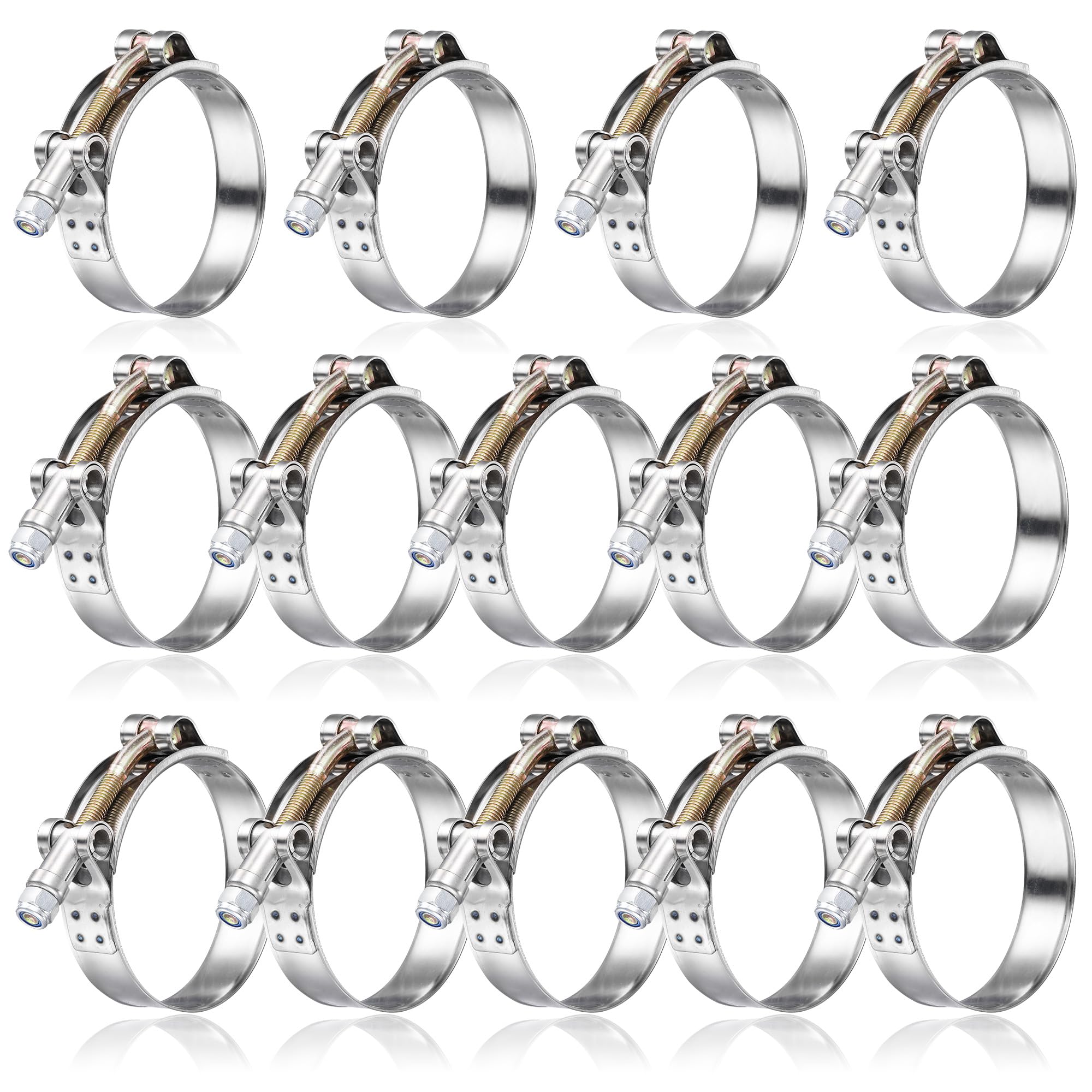 Photo 1 of SEKSUALA 14Pack 1.5" T Bolt Hose Clamps - 304 Stainless Steel Turbo Intake Clamp for Turbo Tubes, Intercooler Pipes, Heavy Duty Radiator Hose Clamps Adjustable Range 46mm-52mm for 1.5" Hose ID