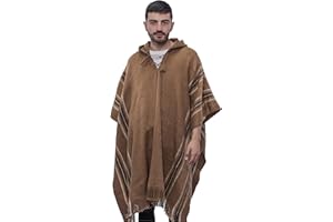 Gamboa Alpaca Poncho for Mens Pancho Mexican Hooded Cowboy and Western Ponchos Adult Blanket