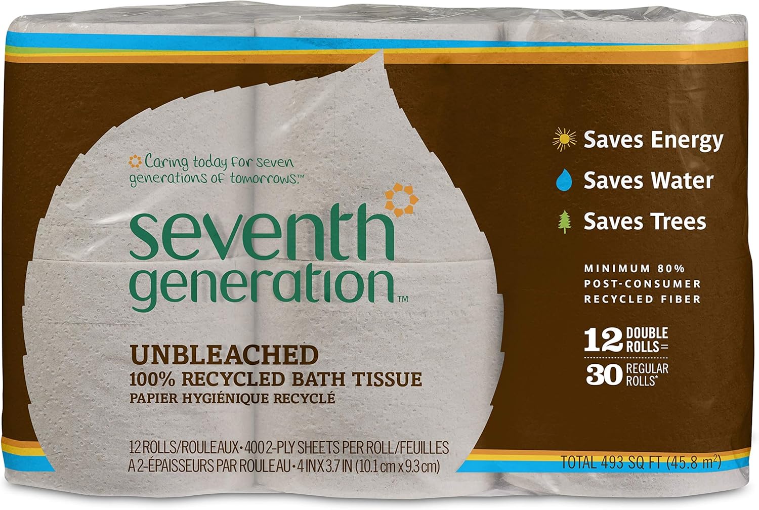 Seventh Generation Unbleached Bathroom Tissue Roll, 12 Count, Pack of 4: Health & Personal Care