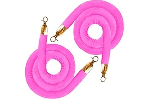 JLXMAXLJ 2PCS Pink Velvet Stanchion Rope 5 Ft Crowd Control Ropes Barrier with Gold Hooks for Party