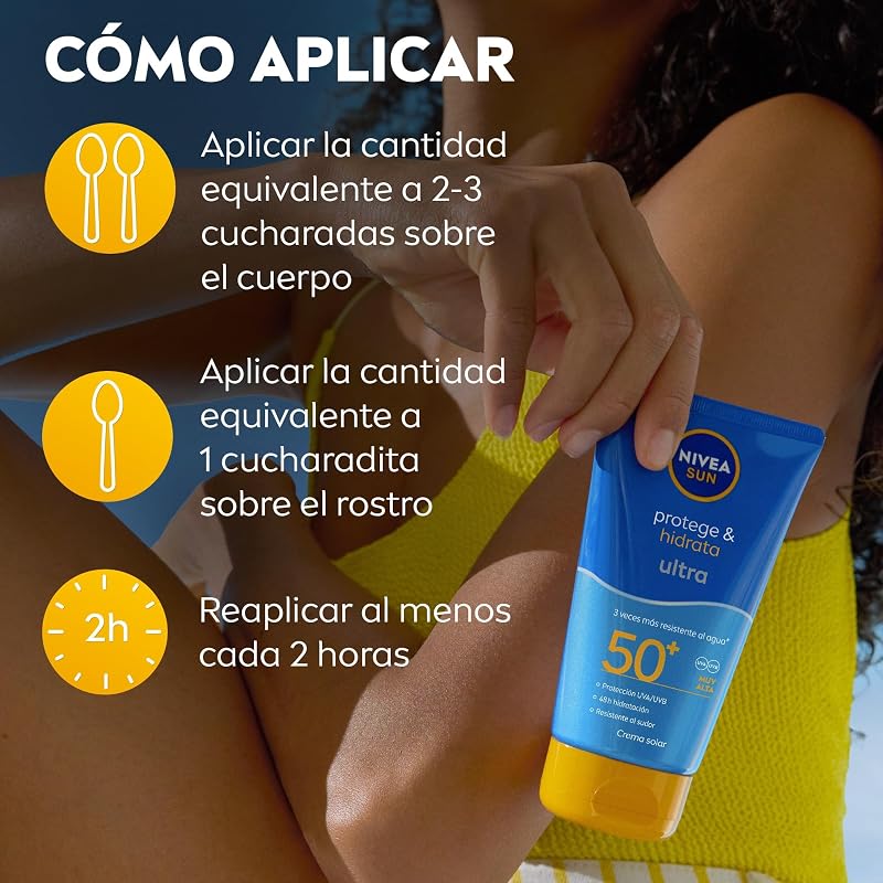 NIVEA Protege & Hidrata Crema Solar SPF 50+ (150 ml) - Protector Solar Ultra Resistente al Agua y Sudor - Crema Hidratante con Protección Solar 48h - Fórmula Vegana - Rápida Absorción
