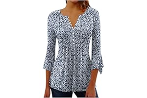 DOUBLELIFT Womens Summer Tops 2023 3/4 Sleeve Graphic Tees for Women Vintage Blouses for Women Floral Print Womens Shirts