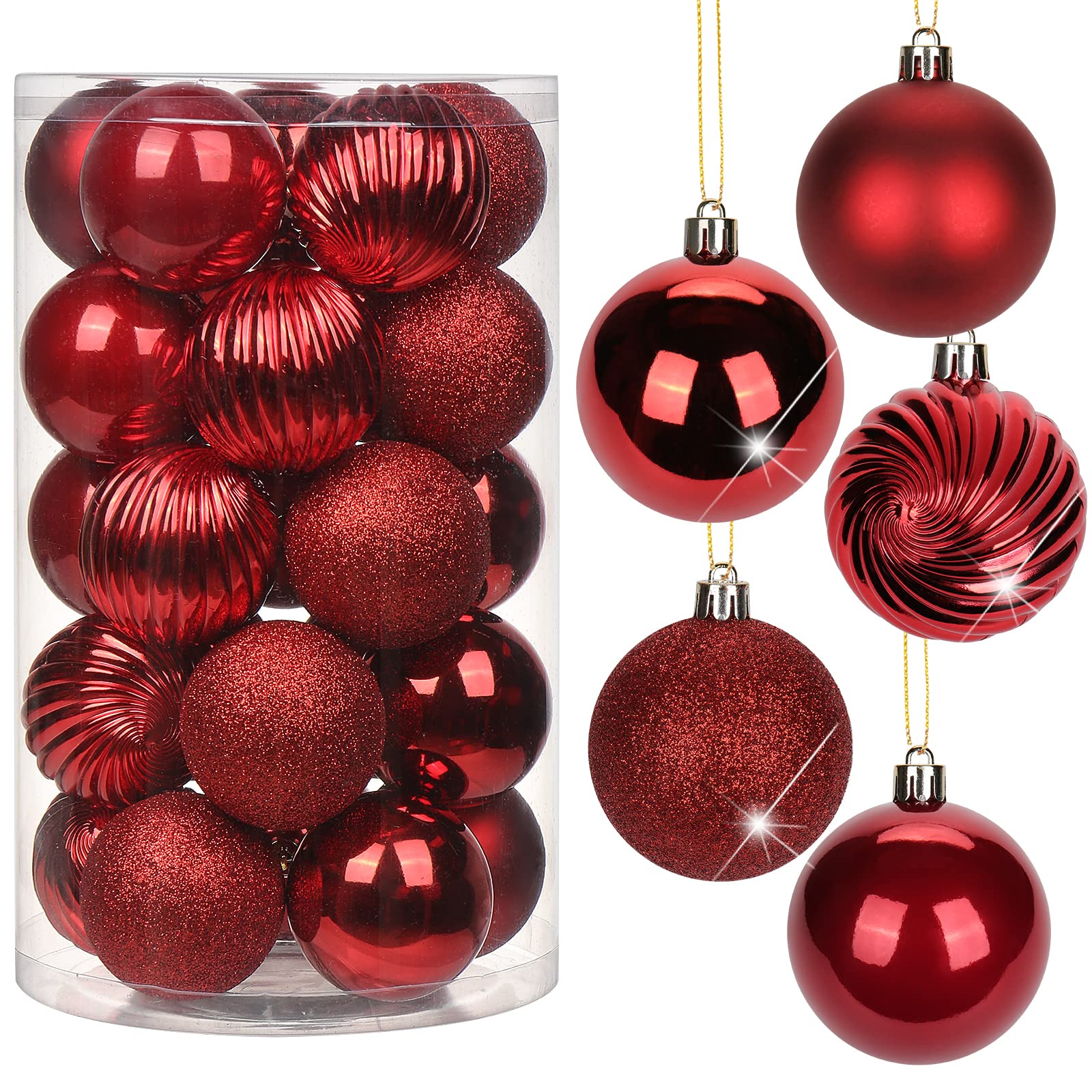 Briful 25PCS 6CM Christmas Baubles, Christmas Tree Decorations Xmas Hanging Ornaments Small Shatterproof Balls for Home Festival Gifts Xmas Decorations