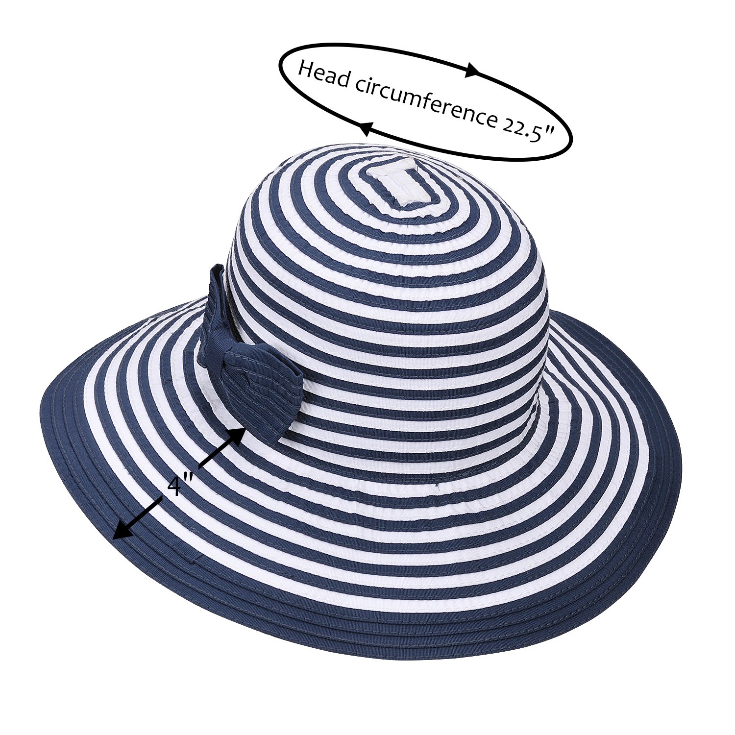 Solaris Women Sun Hats w/Bowknot Floppy Wide Brim UV Protection Foldable Roll Up Gardening Hiking Beach Cap