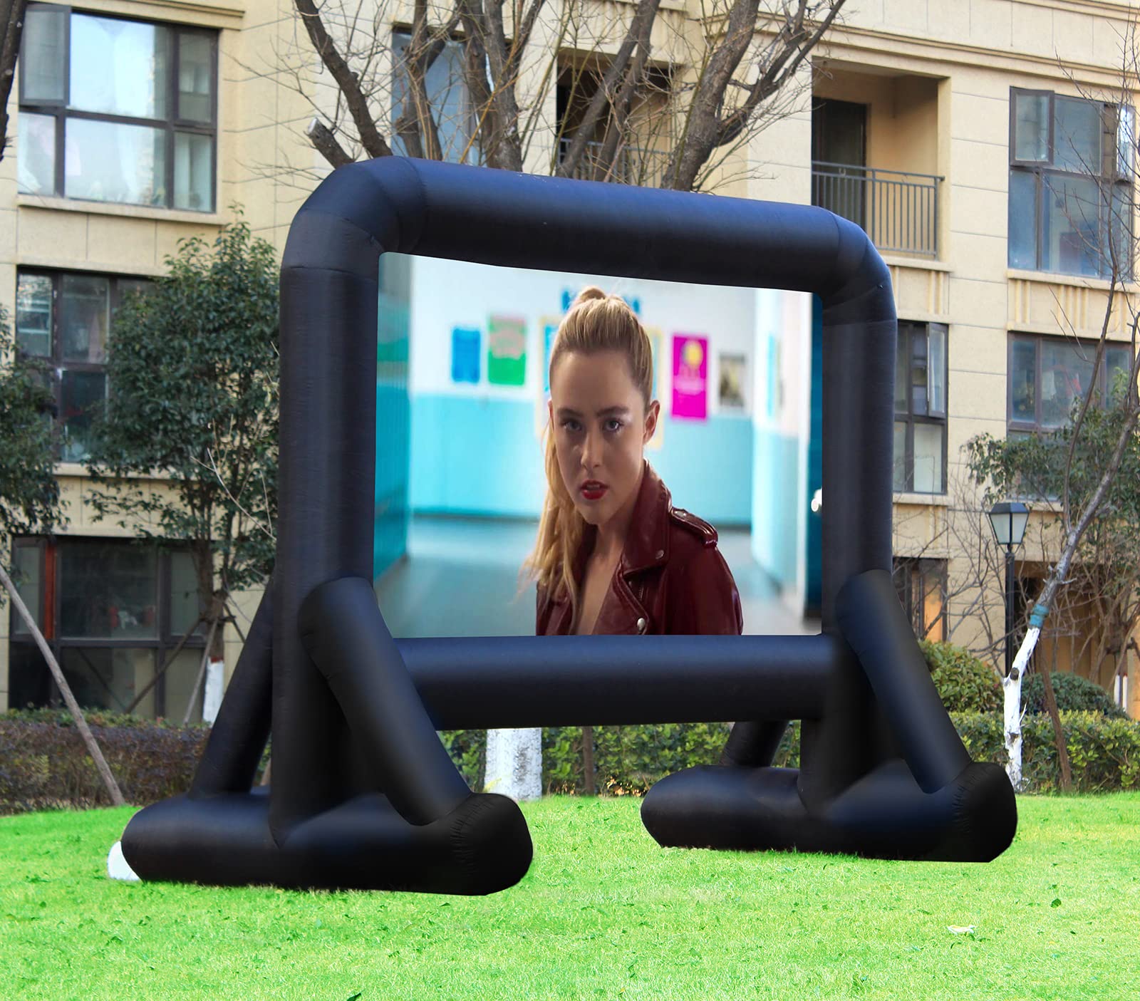 Photo 1 of 16 FT Inflatable Projector Screen for Outdoor Movies - Easy Setup Blow-Up Screen with Quiet Fan for Outdoor Movie Nights, Backyard Events, and Parties (Dual Support)