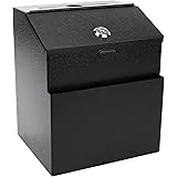 Lawei Steel Suggestion Box with Lock Wall Mountable - Black Donation Box Collection Box Ballot Box Key Drop Box