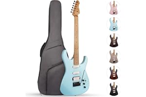Fesley 39" Electric Guitar, Full Size Solid Body Electric Guitars For Beginner, ST Style, Maple Neck/Fretboard, Electric Guitar Kit With HSS Pickup, Gig Bag, Matte, Morandi Blue