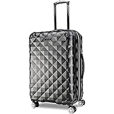 Kenneth Cole REACTION Diamond Tower Collection Lightweight Hardside Expandable 8-Wheel Spinner Travel Luggage, Black, 24-Inch Checked