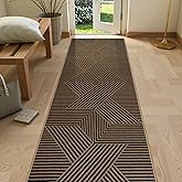 Lahome Modern Geometric Runner Rug, 2x8 Washable Rug Runners for Hallways Non Slip, Black Outdoor Carpet with Rubber Backing, Farmhouse Non Shedding Kitchen Mats for Floor Entryway