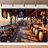 ZHXYMMS Vintage Pirate Ship Backdrop Pirate Cabin Old Wooden Ship Deck Photography Background Pirate Themed Kids Adult Birthday Party Decoration Banner Photo Booth Props 7x5ft