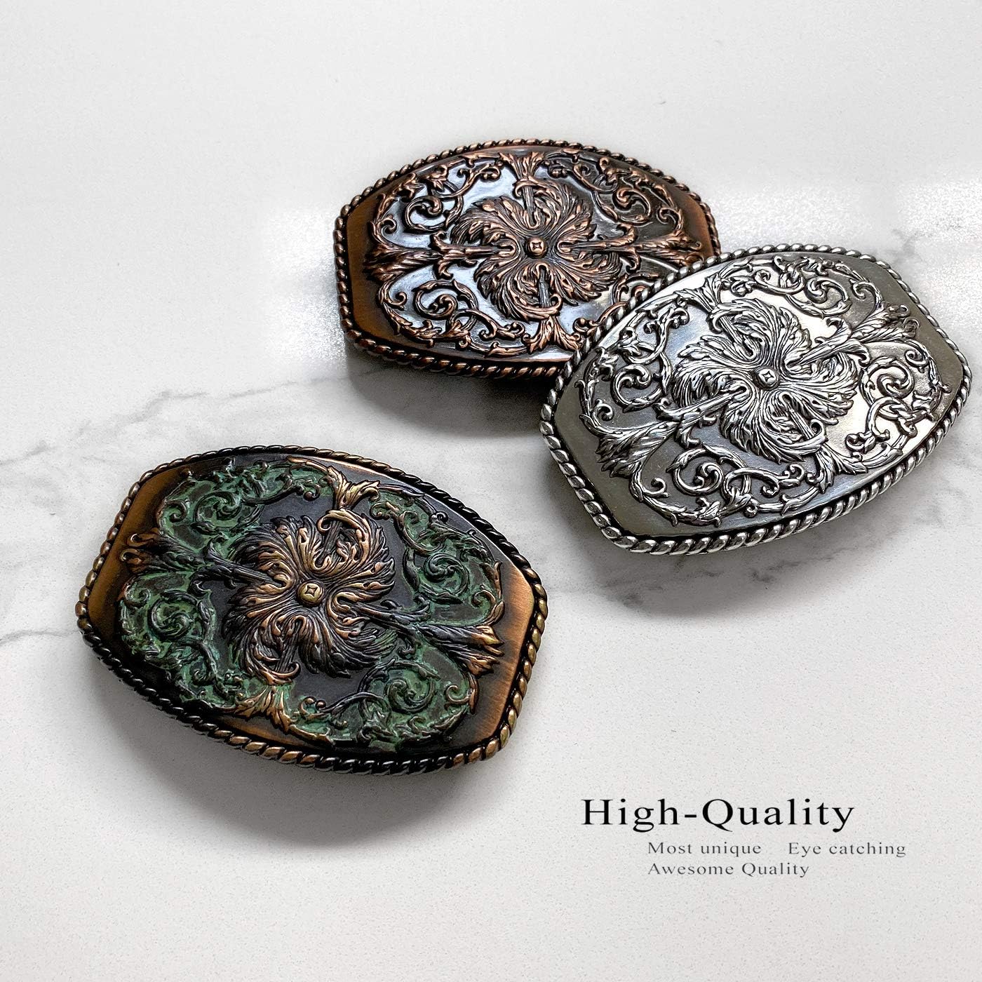 Antique Floral Engraved Ornate Western Design Belt Buckle fits 1-1/2": Clothing
