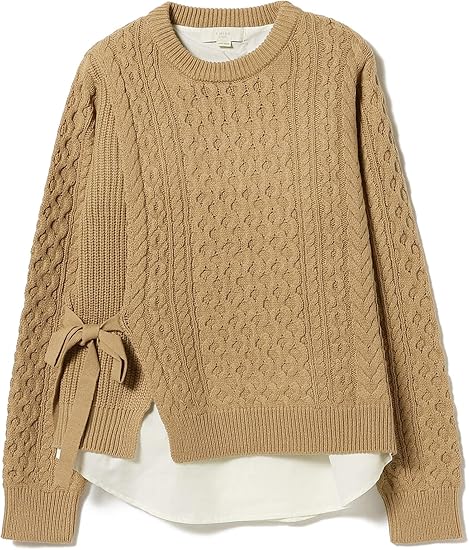 Amazon ビーミング ライフストア By ビームス ニット セーター B Ming By Beams アラン柄 コンビ aw レディース Beige Off Free Size セーター 通販