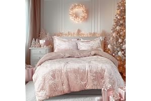 Comfort Spaces Juliette Luxe Comforter Set Velvet Lush with Soft Brushed Microfiber Reverse, All Season Cozy Velvet Bedding Sets, Fluffy Comforter Bed Set, Matching Sham, Blush Full/Queen 3 Piece