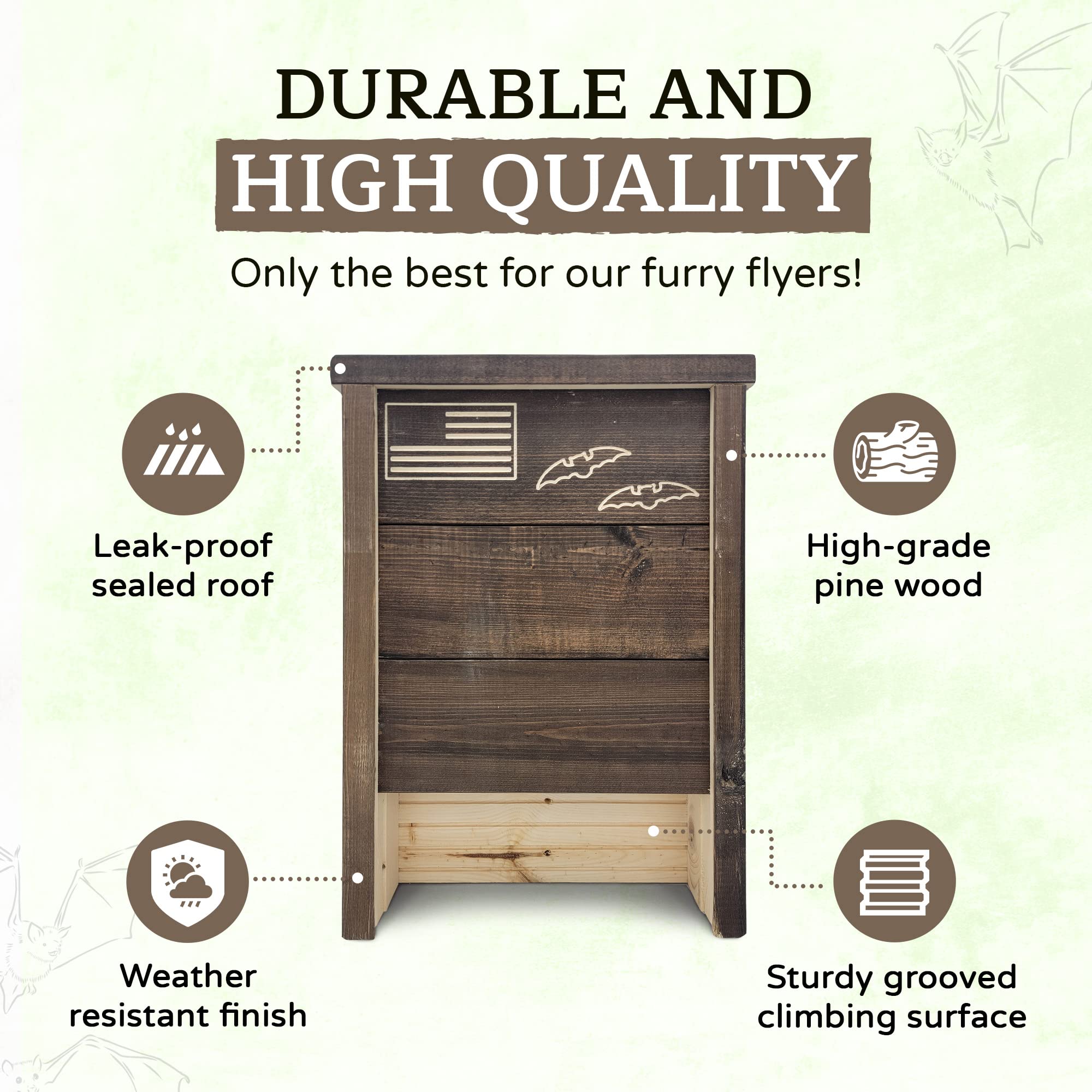 Made in USA PreFinished Pine Bat House, SingleChamber Bat Box, Easy