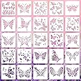 25 Pieces Butterfly Stencils Spring Templates Reusable Plastic Craft Stencils Butterfly Painting Themed Templet Drawing Templates for Paint Craft DIY Nature Home Decor Wood Sign(5.9 x 5.9 Inch)