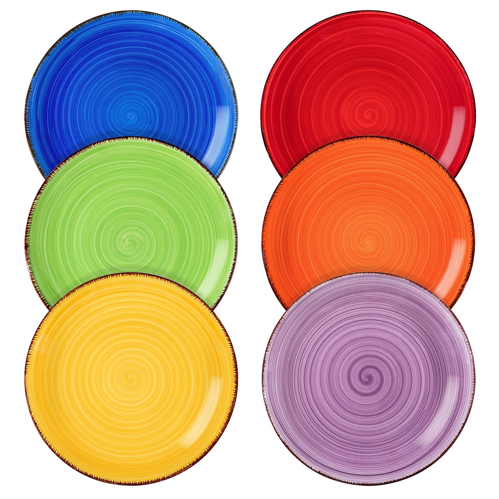 vancasso Bonita Multicolour Dessert Plates Set of 6, Handpainted Side Plate in Rustic Look Tableware, 7.5 inch Side/Salad/Fruit/Snack Plate(18.8 * 18.8 * 2.2cm)