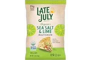 Late July Snacks, Organic Multigrain Tortilla Chips, Sea Salt and Lime, 7.5-oz. Bag