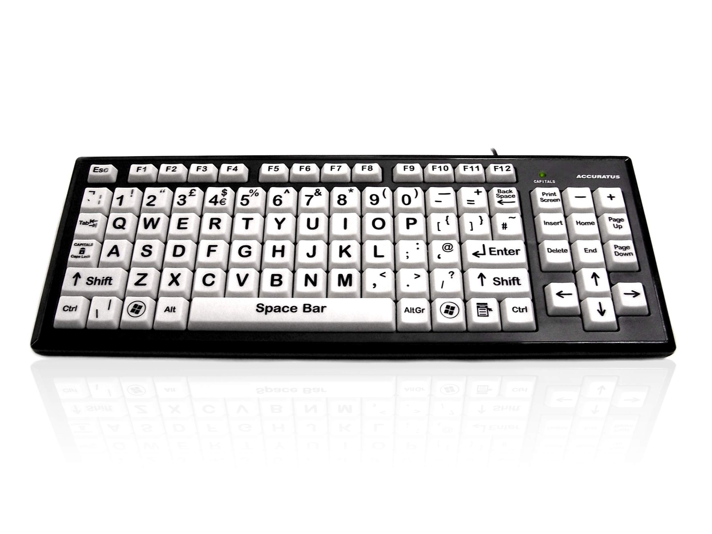 Accuratus Monster 2 - USB High Contrast Keyboard with Extra Large keys and 2 Port USB Hub