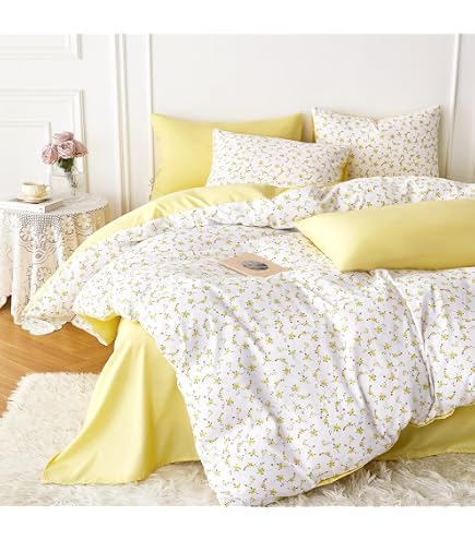 Amazon.com: NSNLGSGC Twin Comforter Set, Yellow Gingham Bedding, 2