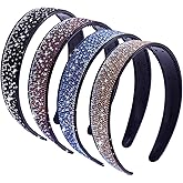 Cutewing Rhinestone Headbands for Women Sparkly,4PCS Tie Dye Crystal Headband Non Slip,Tooth Hair Bands Rhinestone Hair Hoop,Comfortable Daily Prom Party Head Accessories