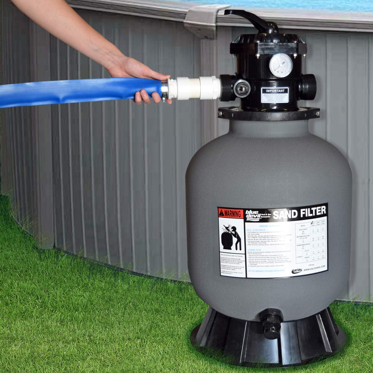 Blue Devil 75-Foot Backwash Hose for Pool with Hose Clamp, 2" W x 75' L : Swimming Pool Hoses : Garden & Outdoor