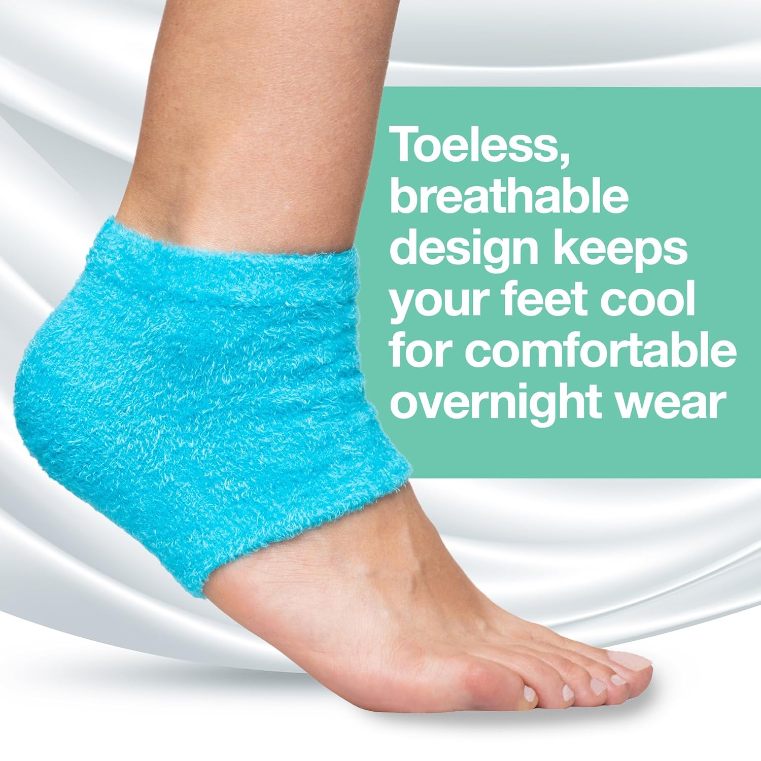ZenToes Moisturizing Heel Socks 2 Pairs Gel Lined Toeless Spa Socks to Heal and Treat Dry, Cracked Heels While You Sleep (Regular, Fuzzy Blue) : Beauty