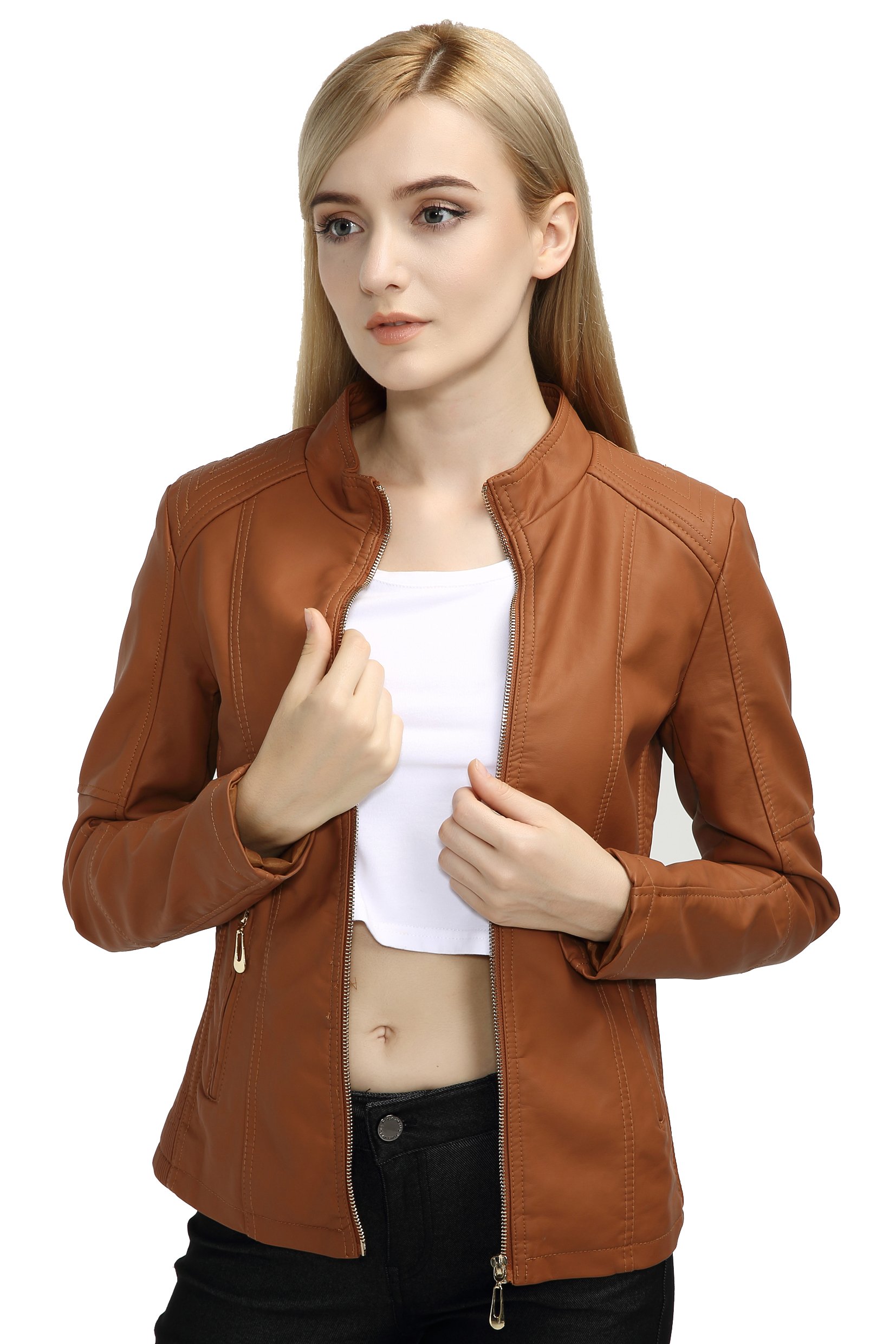 bellivera women's faux leather short jacket