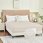 Yuurom King Fitted Sheet Only, Ultra Soft Brushed Microfiber Hotel Quality Bottom Sheet, Deep Pocket Fits 8-14 inches Mattresses, Luxury Durable Sheets for King Size Bed, Bleached Sand