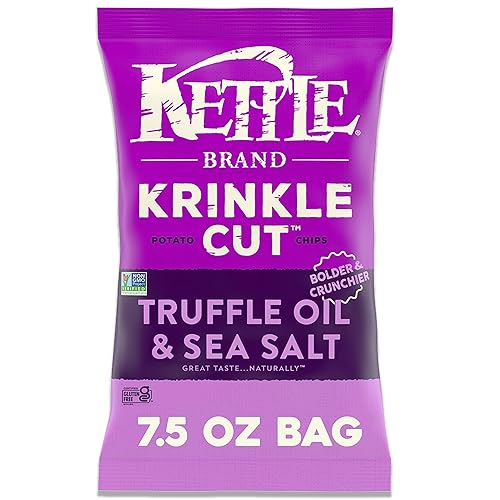 Kettle Brand Potato Chips, Krinkle Cut, Truffle Oil & Sea Salt Kettle Chips, 7.5 Oz