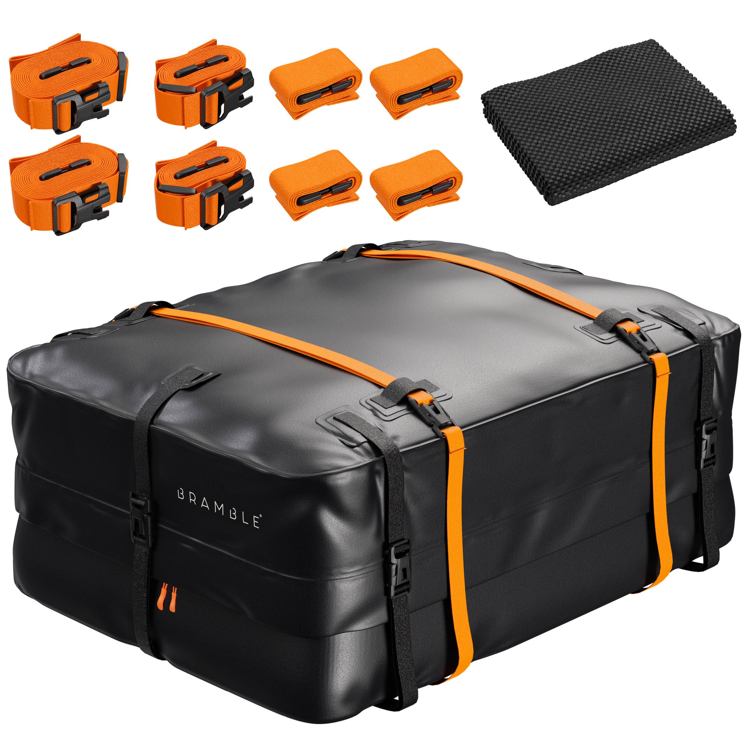Heavy Duty Universal Car Roof Bag (Without Roof Rack) 432 litres, Waterproof 500D PVC - Ideal Cargo Travel Box for Luggage including Non-slip Mat, Hooks & Lash Straps - 15 Cubic Feet