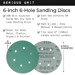 Serious Grit - 6-Inch 6-Hole 100 Grit Sanding Discs