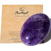 MAIBAOTA 2.4" Amethyst Crystal Stone 0.7" Thick Natural Worry Stone | Healing Stones for Meditation Yoga Reiki Gemstone Energy Balancing Anxiety Relief Portable Pocket Hug 1 Pc