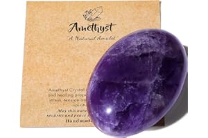 MAIBAOTA 2.4" Amethyst Crystal Healing Crystals Amethyst Stone 0.7" Thick Crystals and Healing Stones Natural Reiki Gemstone Worry Stone Energy Balancing Anxiety Stress Relief Meditation 1 Pc